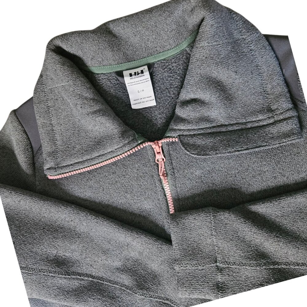 Helly Hansen Womens Fleece Jacket Coat Full zip SZ Small Mock Neck Gray Outdoors
